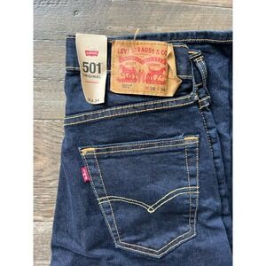 Levis Jeans Size 28 Dark Wash Jeans 501 Straight Fit Button Fly Denim Casual